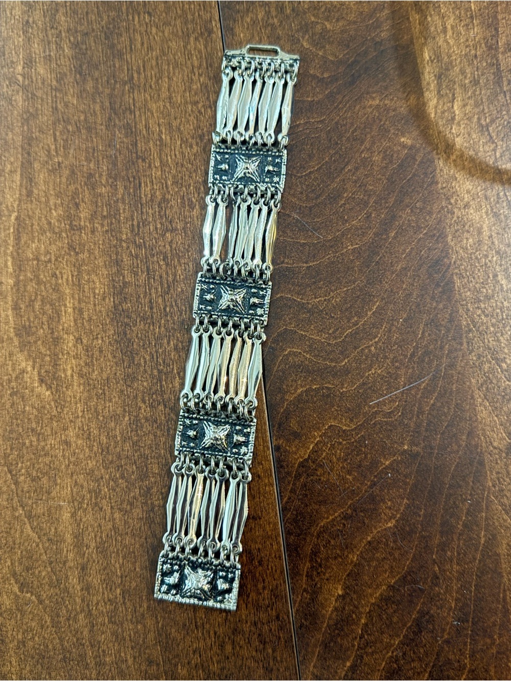 Vintage Sterling Silver Mexican Boho Taxco Bracelet Tribal Design